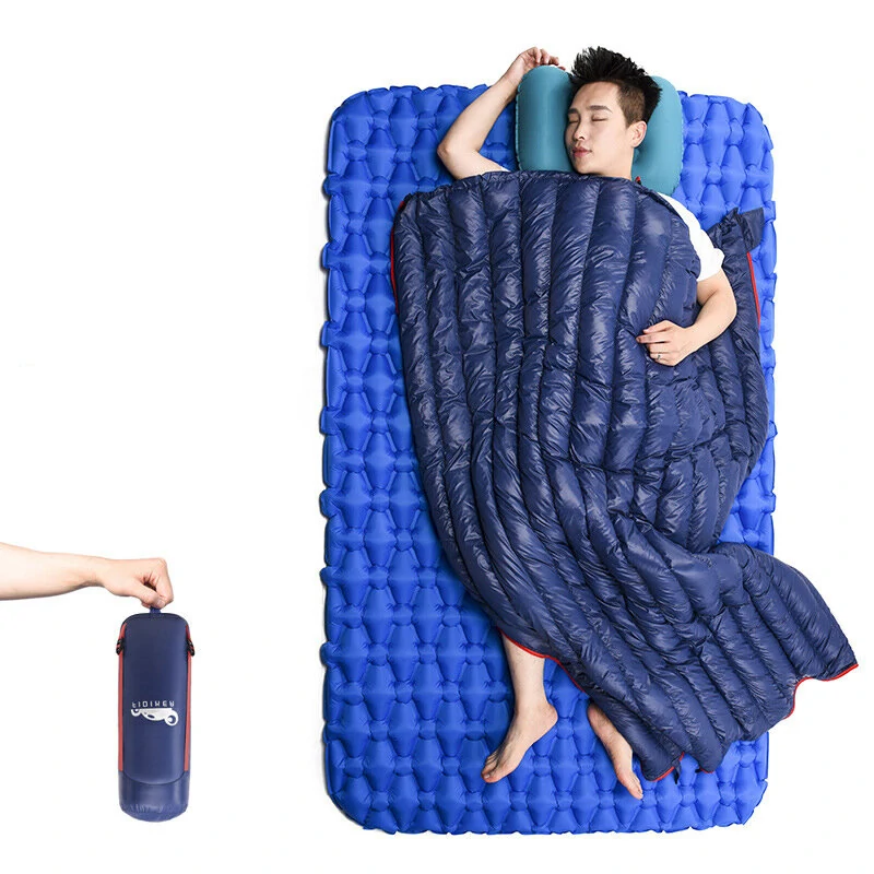 (image for) Down Sleeping Bag Outdoor Adult Children Camping Ultra Light Portable Patchwork Double Indoor Four Seasons Warm Duck Down Hiking Camping Sleeping Bag